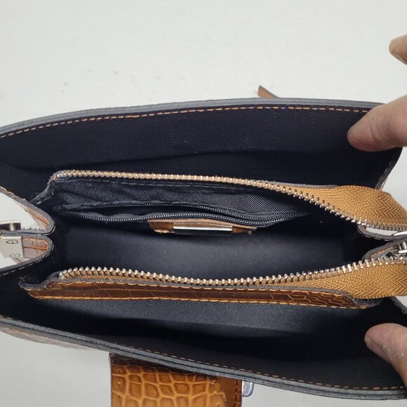 Anna Morellini Leather Handbag Olivia Model 189446 Honey Color Crossbody Purse - Picture 7 of 10